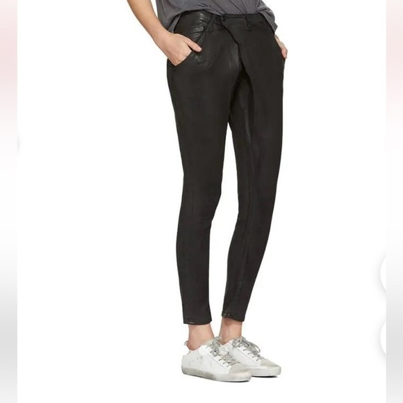 R13 Black Waxed X-Over Jeans - Picture 2 of 10